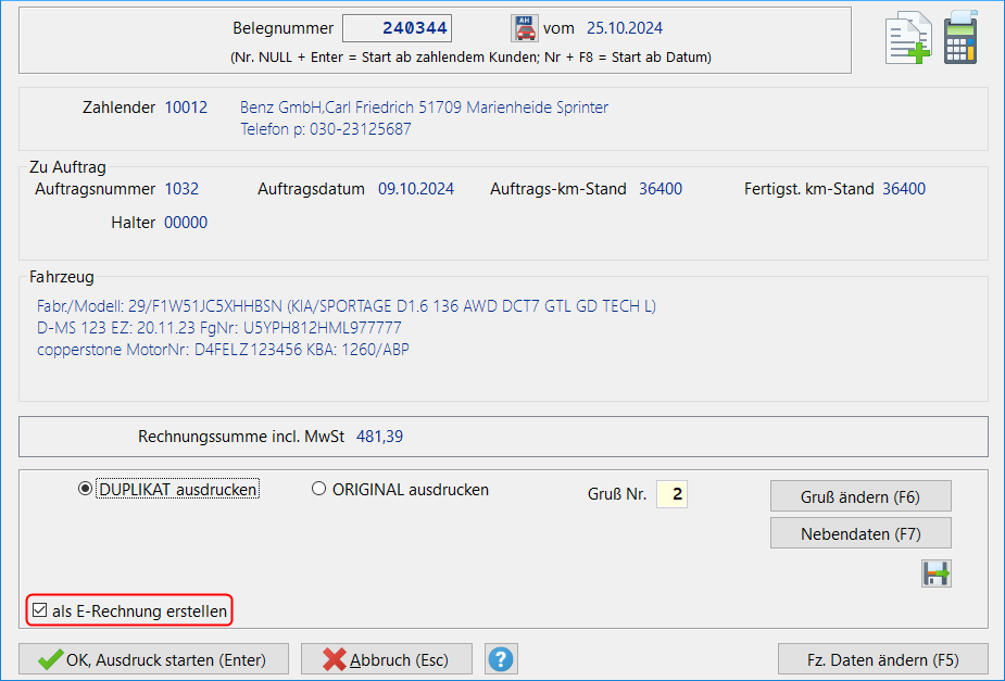 Loco-Soft Duplikat als E-Rechnung